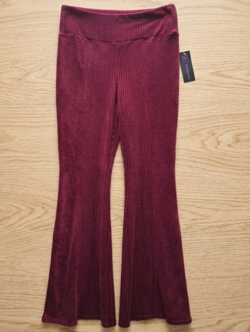 VINTAGE NWT No Boundaries Corduroy Flare Pants Small Retro 70s Wine Red HighRise